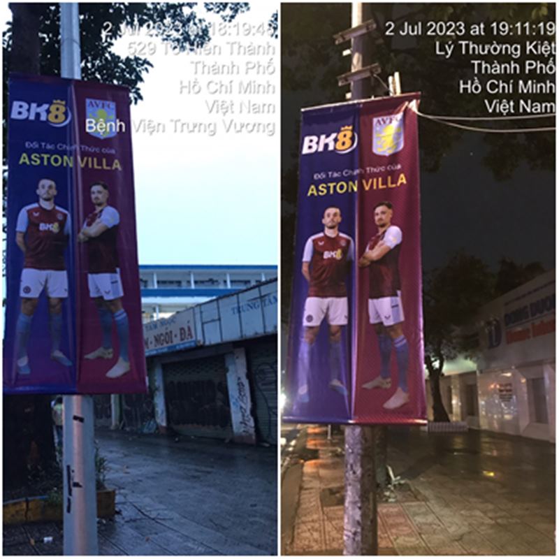 Sài Gòn xuất hiện banner của BK8 x Aston Villa